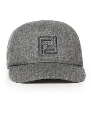 Fendi Wool And Cashmere Baseball Cap - Gray