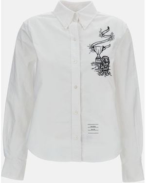 Thom Browne Hector Trophy Embroidered Shirt - White