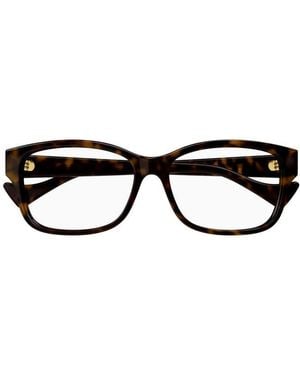 Gucci Eyeglasses Square Full Rim, Dark Havana Frame And Clear Demo Lens Gg1259Oa002 Sunglasses - Black