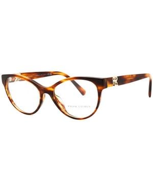 Ralph Lauren Eyeglasses Oval Full Rim, Striped Havana Frame And Clear Demo Lenses Lens Rl6238U5007 Sunglasses - Brown