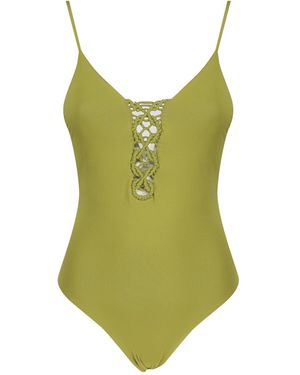 Fisico-cristina Ferrari One-Piece Swimsuit With Braiding - Green