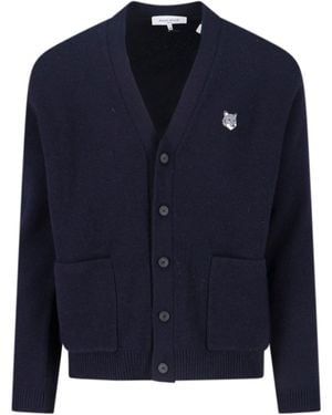 Maison Kitsuné Fox Head Cardigan - Blue
