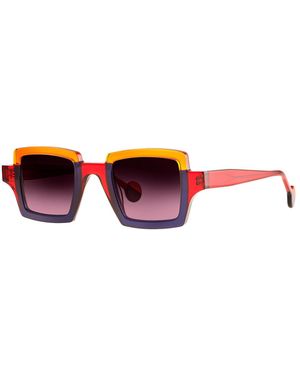 Theo Eyewear Orphisme 31 Rosso- Blu- Arancione Transparent Acetate Occhiali Da Sole - Red