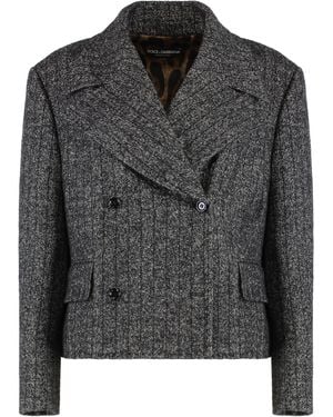 Dolce & Gabbana Double-Breasted Wool Jacket Virgin Blazers - Black