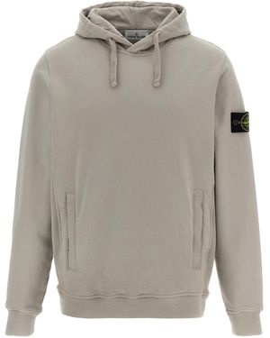 Stone Island Logo Badge Hoodie - Grey