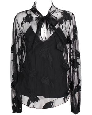 Blugirl Blumarine Tulle Blouse With Embroidery - Black