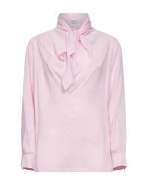 Max Mara Silk Charmeuse Blouse With Foulard Collar Shirt - Pink