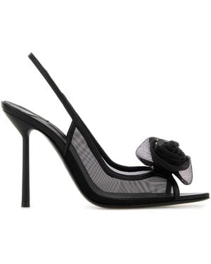 Le Silla Mesh Chanel Rose Sandals - Black