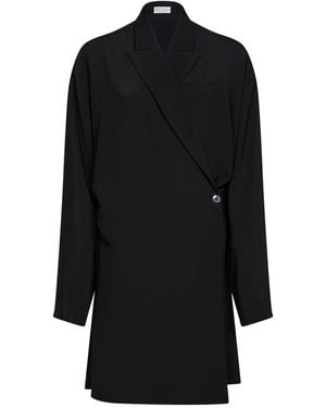 Brunello Cucinelli Crêpe Cady Tuxedo Dress With Monili - Black