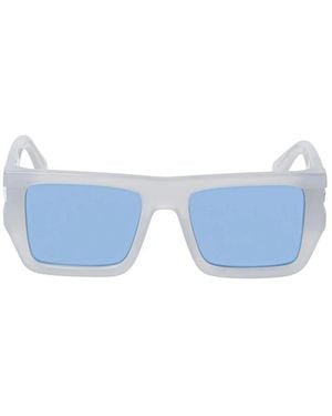 Off-White c/o Virgil Abloh Sunglasses Square Full Rim, Shiny Frame And Lens Oeri149Chester0945 - Blue