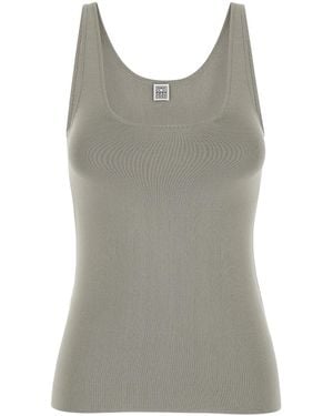 TOTEME U Neck Tank Top Lightweight Knit - Gray