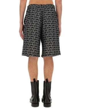 Burberry All Over Print Bermuda Shorts Mulberry Silk - Black