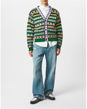KENZO Fairisle Jacquard Cardigan - Green