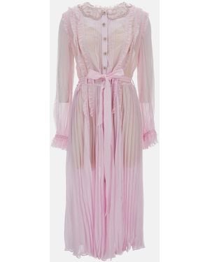 Self-Portrait Pleated Midi Dress - Pink