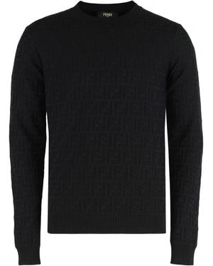 Fendi Sweater With Round Neck Made Of Cotton - Black