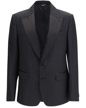 Dolce & Gabbana Striped Peak-Lapel Blazer - Black