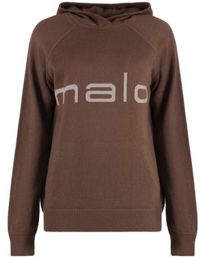 Malo Knitted Hoodie - Brown