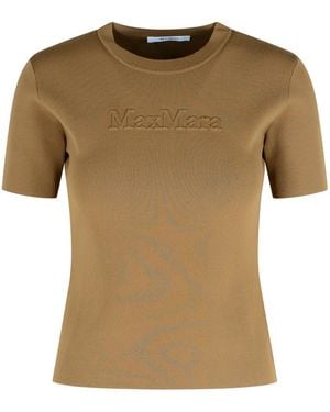 Max Mara Adelio Hazelnut Viscose Blend T-Shirt - Natural