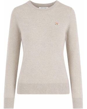 Maison Kitsuné Wool Jumper Baby Fox Jumpers - Natural