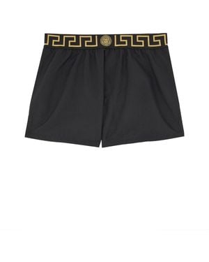 Versace Sea Shorts With Greek Edge - Black
