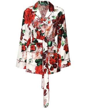 Dolce & Gabbana Rose Print Pyjama Shirt - Red