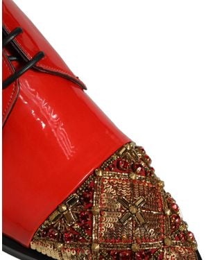 Dolce & Gabbana Embellished Derby Dress Formal Shoes Leather - Red