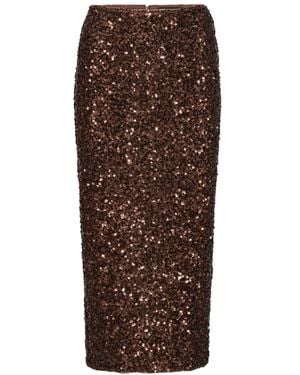 ROTATE BIRGER CHRISTENSEN Midi Skirt With Sequins Lining: Recycled Polyester - Brown