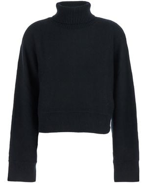 MICHAEL Michael Kors Turtleneck Cropped Sweater With Logo Plaque On The Rear - Blue