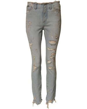 Dolce & Gabbana High Waist Skinny Denim Jeans Cotton Elastane Clothing - Grey