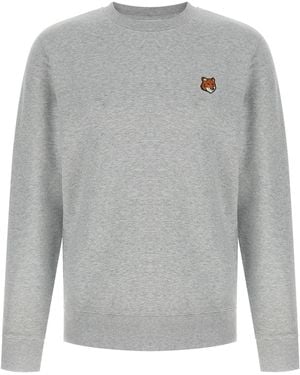 Maison Kitsuné Fox Head-Embroidered Sweatshirt - Gray