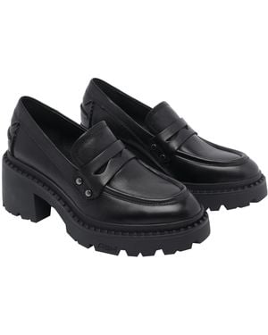 Ash Flat Shoes Calf Leather/Rubber Sole - Black