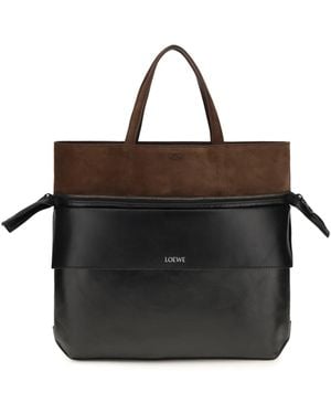 Loewe Tote Bag Small Switch Calfskin-Espresso Calf Leather Shoulder - Black