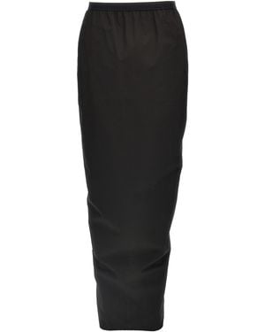 Rick Owens Soft Cotton Long Skirt With Back Split - Black