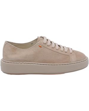 Santoni Sneakers Suede Leather/Rubber Sole - Brown