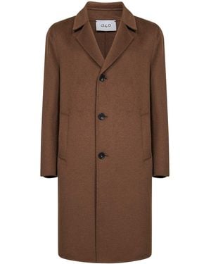 D 40 Double Wool Single-Breasted Coat - Brown