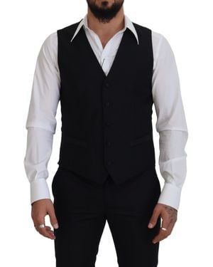 Dolce & Gabbana Virgin Wool Waistcoat Formal Dress Vest - Black