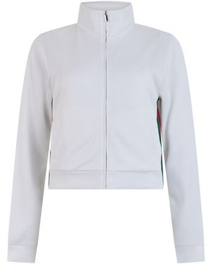 Gucci Zip Hoodie Cotton Ribbed Jersey Sweatshirts - White