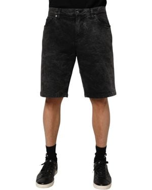 Dolce & Gabbana Black Cotton Mid Waist Denim Men Bermuda Short