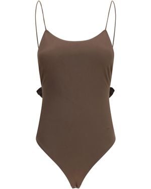 Jacquemus Cabana One-Piece Swimsuit With Ruffles Polyamide; Elastane Swimwear - Brown