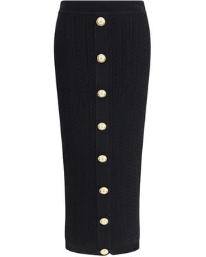 Balmain Knit Midi Skirt - Black