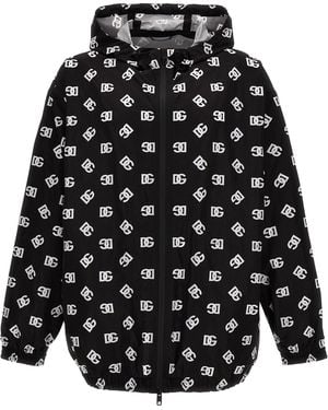 Dolce & Gabbana Dolce & Gabbana Logo-Print Hooded Jacket - Black