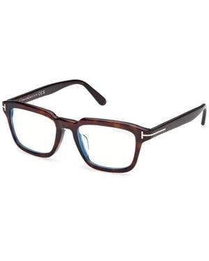 Tom Ford Eyeglasses Full Rim, Dark Havana Frame And Clear--Light Block Lenses Lens Ft6032-F-B052 Sunglasses - Brown