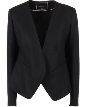 Fabiana Filippi Felted Wool Jersey Fitted Blazer Without Lapel - Black