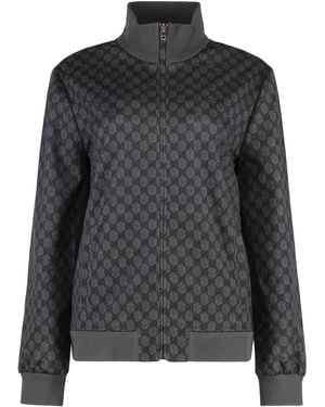 Gucci Cotton Blend Full-Zip Sweatshirt Polyester Sweatshirts - Black