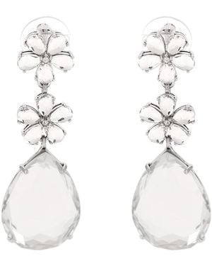Self-Portrait Brass Earrings - White
