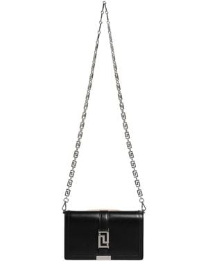 Versace Calfskin Leather Chain Strap Shoulder Crossbody Bag - White