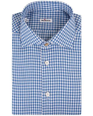 Kiton And Checked Poplin Shirt - Blue