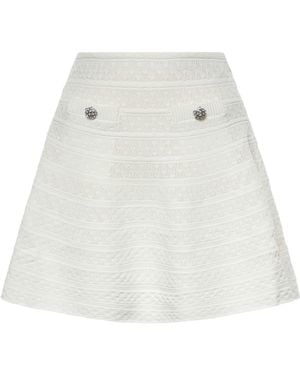 Self-Portrait Openwork Knit Miniskirt - White