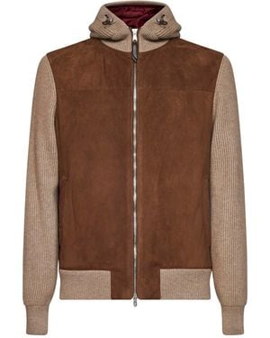 Brunello Cucinelli Hooded Bomber Jacket - Brown