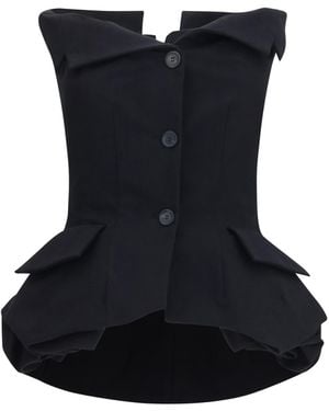 Magda Butrym Cotton Bustier Corset Top Silk; Elastane Shirt - Black